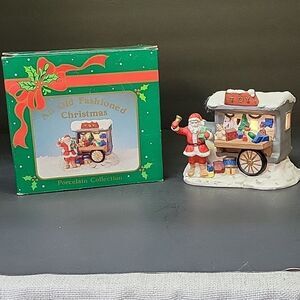 Russ Old Fashioned Christmas Porcelain Collection Electric‎ santa/wagon.